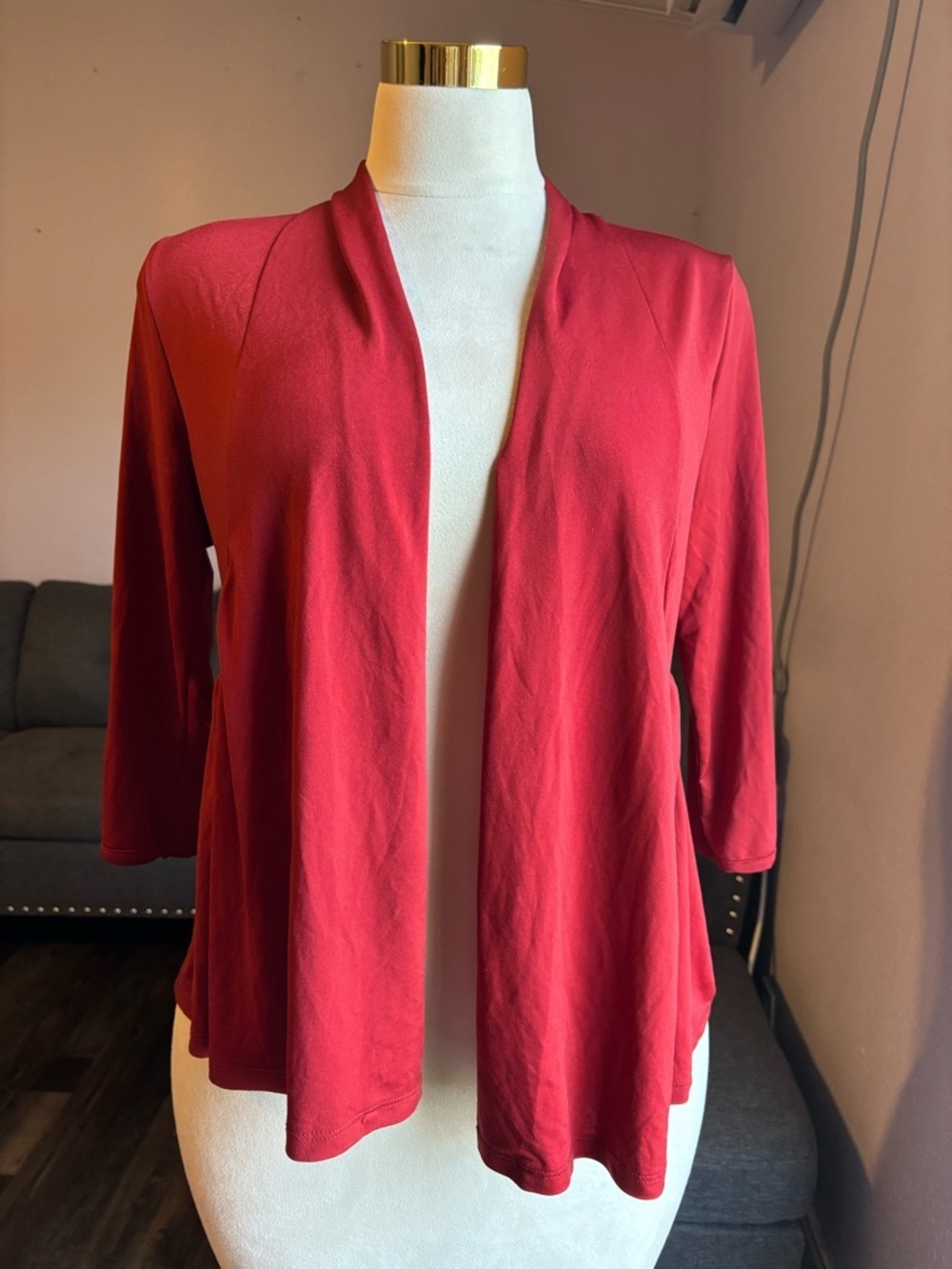 Petite Sophisticate Crimson Open Cardigan